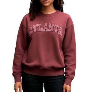 NYP “ATLANTA” Maroon Embroidered Sportsman Lettering Sweatshirt, Large Unisex